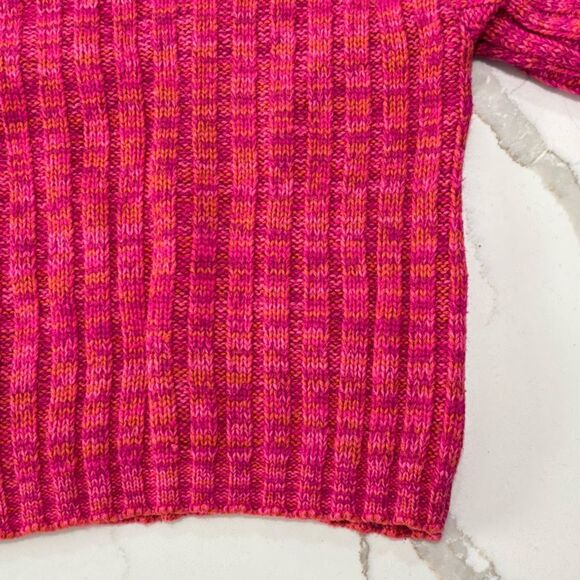 Plaid Moose | Girls Crewneck Heart Knit Pink Orange Sweater - Picture 12 of 15